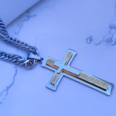 خرید پلاک صلیب بزرگ رنگ ثابت استیل