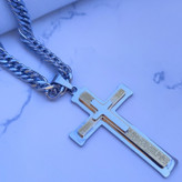 خرید گردنبند صلیب بزرگ رنگ ثابت