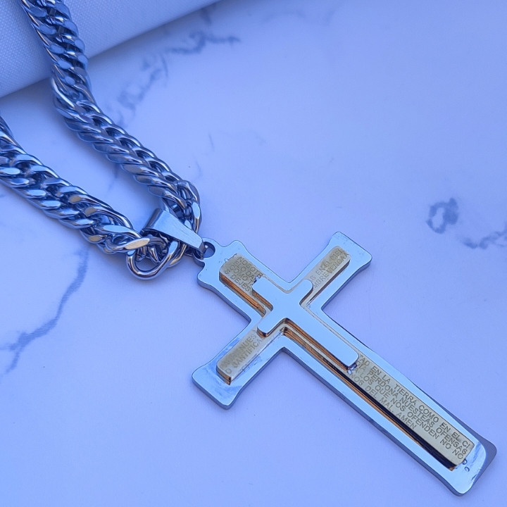 خرید گردنبند صلیب بزرگ رنگ ثابت