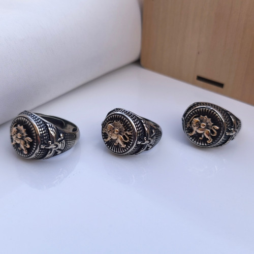 خرید انگشتر شیر و خورشید مردانه نقره ای