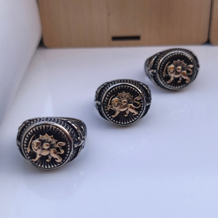 خرید انگشتر مردانه شیر و خورشید