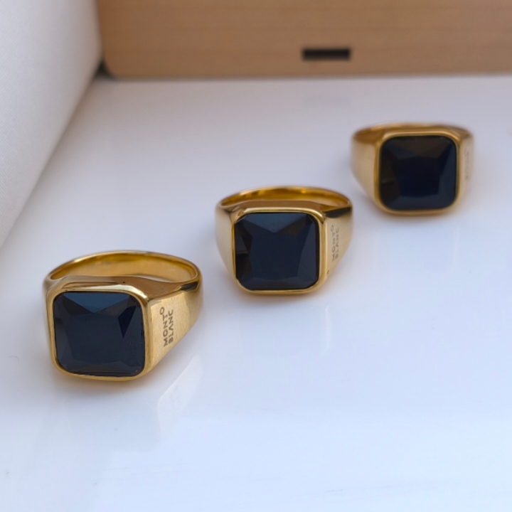 خرید انگشتر طلایی مردانه رنگ ثابت استیل مونت بلانک
