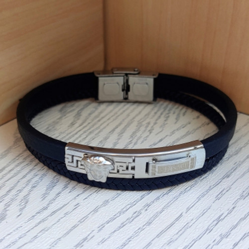 خرید دستبند چرمی مردانه ورساچه مشکی