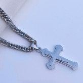 خرید گردنبند صلیب پسرانه استیل رنگ ثابت