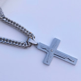خرید گردنبند مردانه صلیب استیل رنگ ثابت