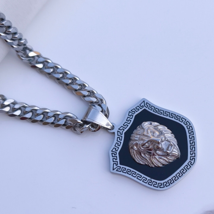 خرید گردنبند شیر مردانه استیل رنگ ثابت