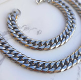 خرید زنجیر کارتیر مردانه پهن نقره ای رنگ ثابت