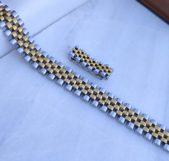 خرید دستبند رولکس مردانه طلاییی نقره ای استیل رنگ ثابت
