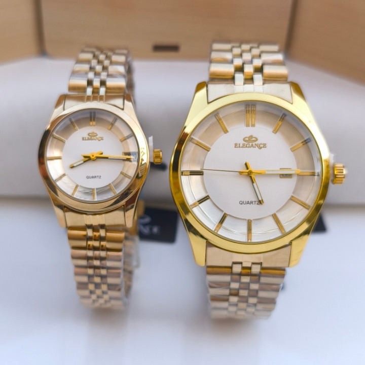 خرید ست ساعت زنانه مردانه طلایی الگانس