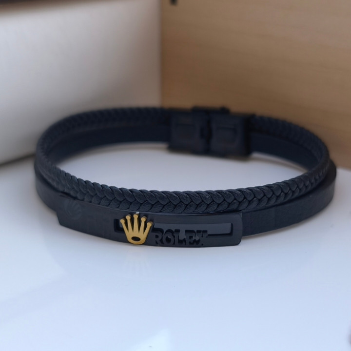 خرید دستبند مردانه چرمی شیک پهن