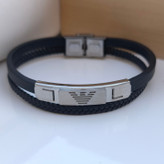 خرید دستبند چرمی پسرانه دو دور جورجیا آرمانی