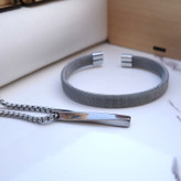 خرید ست بنگل و گردنبند مردانه استیل رنگ ثابت