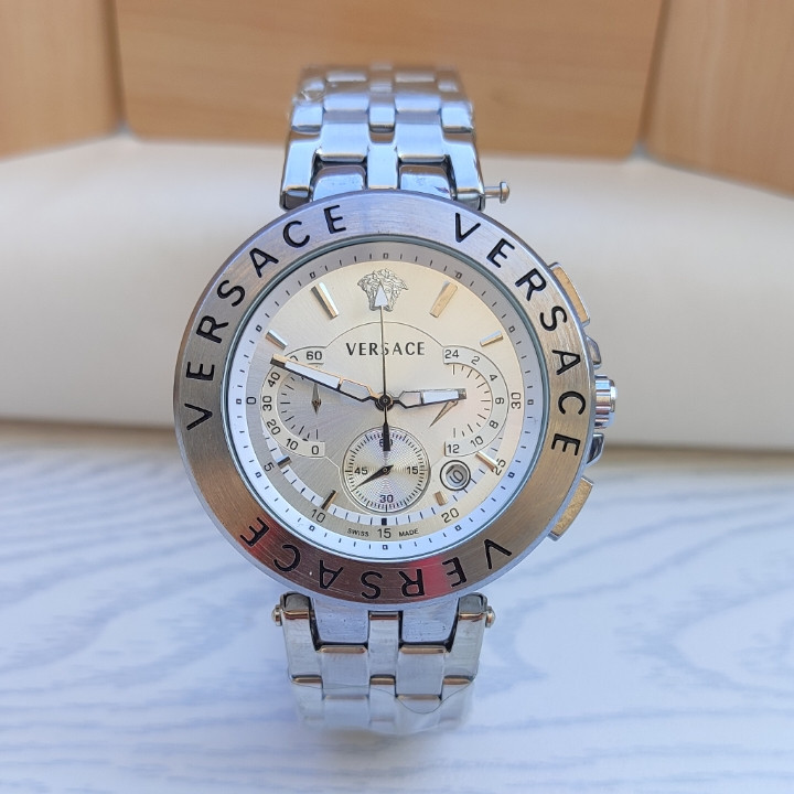 خرید ساعت مردانه موتور فعال نقره ای ورساچه استیل