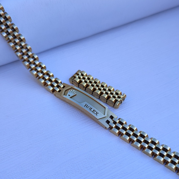 خرید ست دستبند و انگشتر مردانه طلایی رولکس استیل