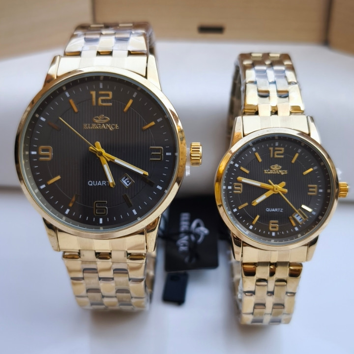 خرید ست ساعت دخترانه پسرانه طلایی الگانس