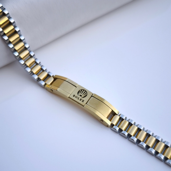 خرید دستبند مردانه طلایی نقره ای رولکس