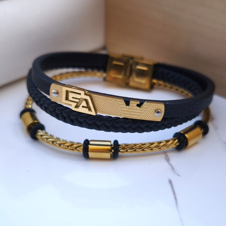 خرید دستبند چرمی مردانه چند دور شیک