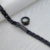 خرید دستبند مردانه مشکی شیک رنگ ثابت