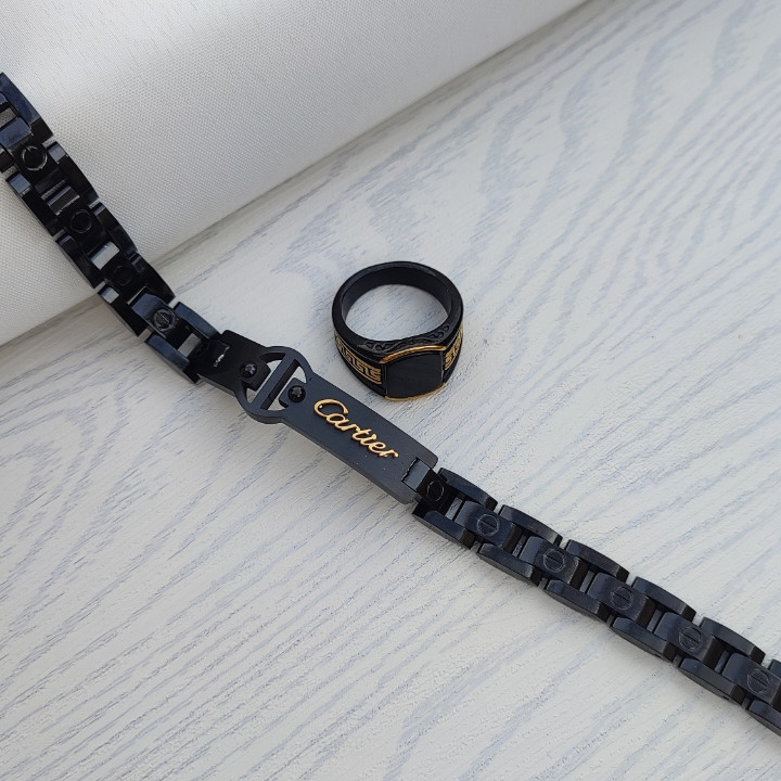 خرید دستبند مردانه مشکی شیک رنگ ثابت