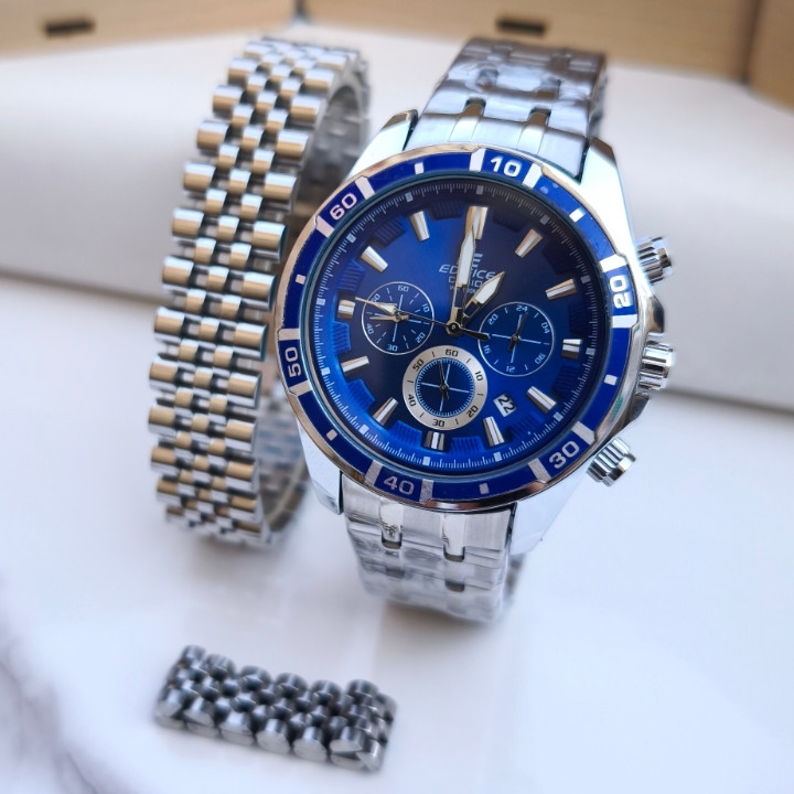 خرید ست ساعت و دستبند مردانه نقره ای شیک