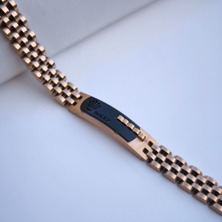 خرید دستبند مردانه رزگلد رولکس استیل
