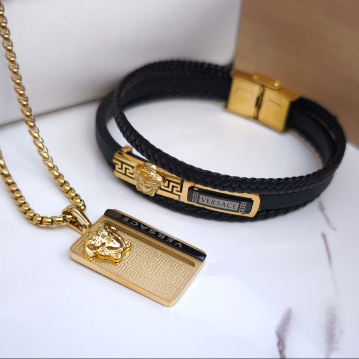 خرید دستبند و گردنبند مردانه ست