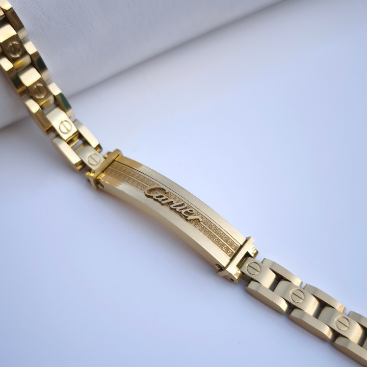 خرید دستبند طلایی مردانه کارتیر استیل رنگ ثابت