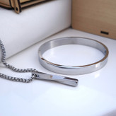 خرید ست گردنبند و دستبند مردانه شیک رنگ ثابت