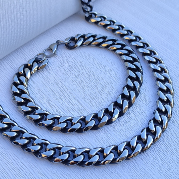 خرید ست گردنبند و زنجیر مردانه شیک رنگ ثابت