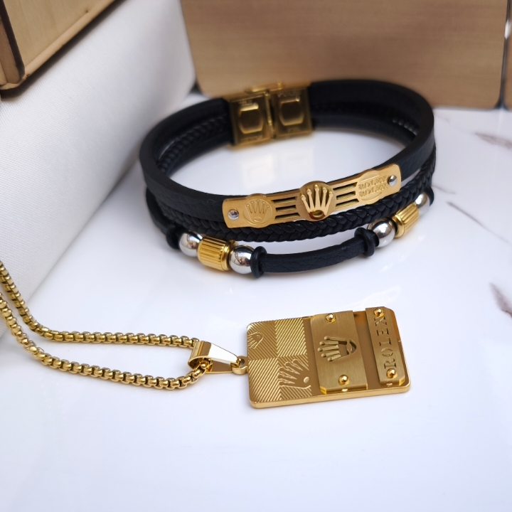 خرید ست دستبند و گردنبند پسرانه شیک