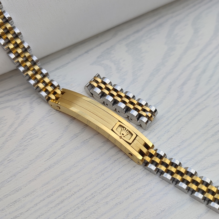 خرید ست دستبند و انگشتر مردانه طلایی نقره ای رولکس