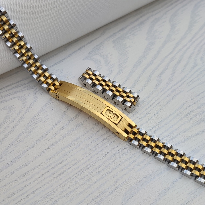 خرید دستبند مردانه رولکس دو رنگ استیل رنگ ثابت