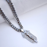 خرید گردنبند مردانه صلیب شیک رنگ ثابت استیل نقره ای