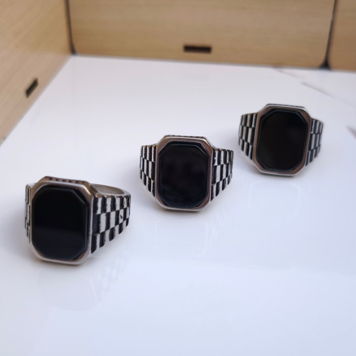 خرید انگشتر استیل مردانه نگین دار