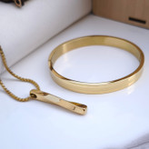 خرید ست دستبند و گردنبند طلایی پسرانه رنگ ثابت