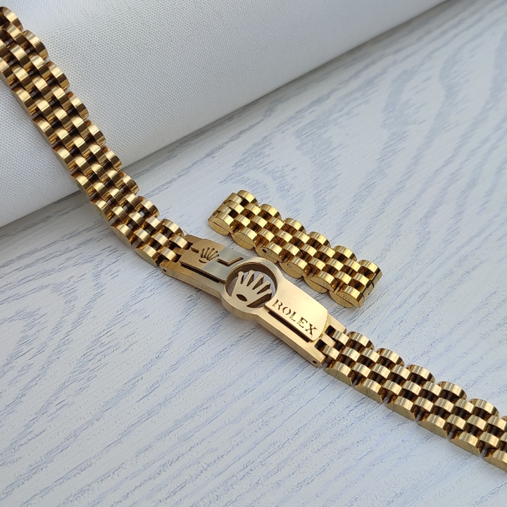خرید دستبند رولکس مردانه طلایی استیل رنگ ثابت