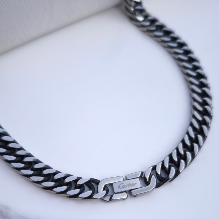 خرید گردنبند کارتیر مردانه استیل رنگ ثابت