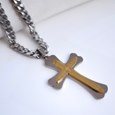 خرید گردنبند صلیب مردانه استیل رنگ ثابت