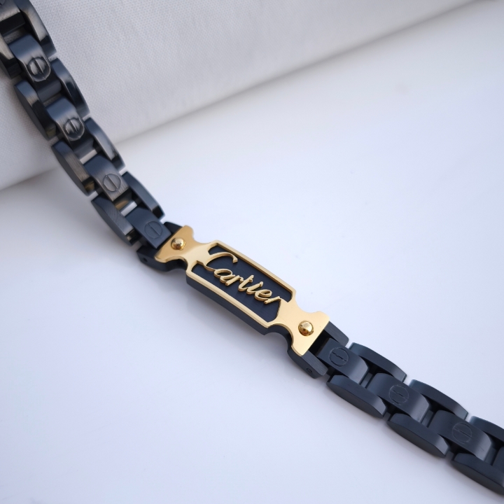 خرید دستبند کارتیر مشکی مردانه رنگ ثابت