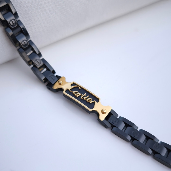 خرید دستبند کارتیر مشکی مردانه رنگ ثابت