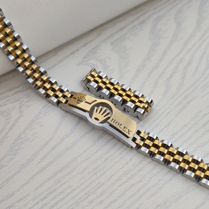 خرید ست دستبند و انگشتر مردانه رولکس طلایی نقره ای