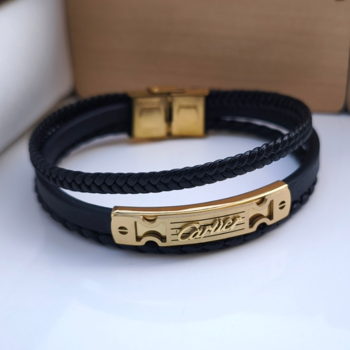 خرید دستبند پسرانه کارتیر چرمی پهن