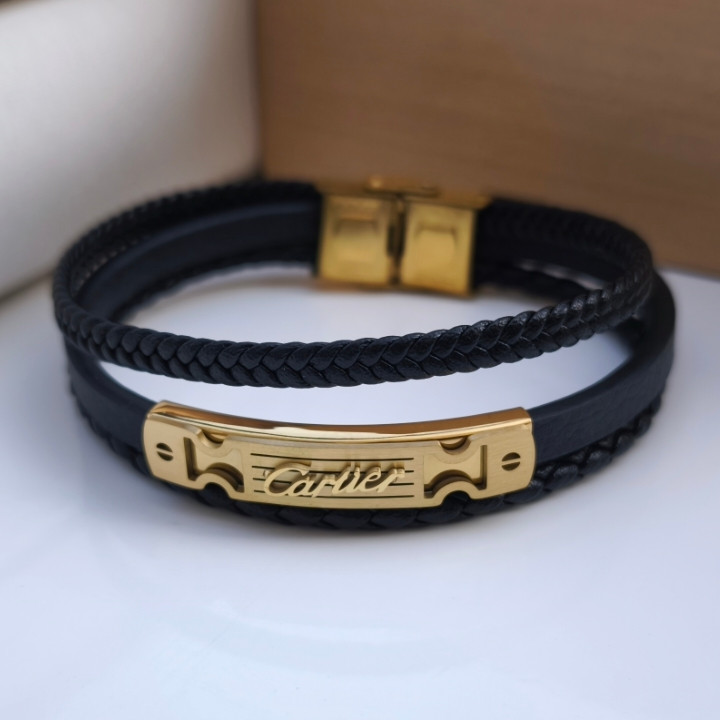 خرید دستبند چرمی مردانه سه دور کارتیر قیمت مناسب