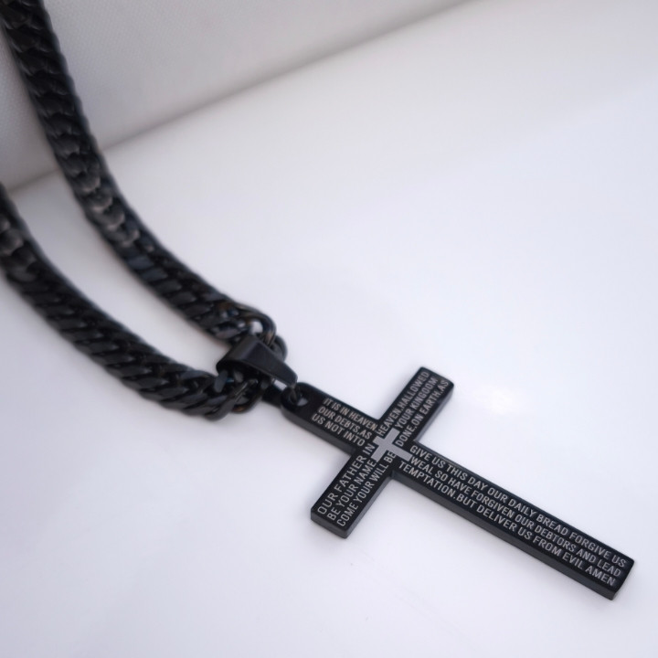 خرید گردنبند صلیب مشکی بزرگ شیک