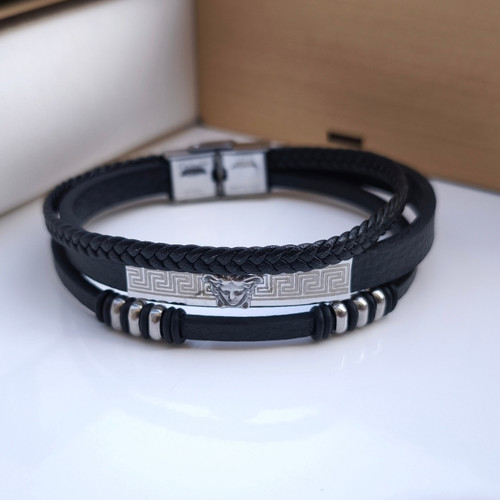 خرید دستبند چرمی مردانه سه دور ورساچه