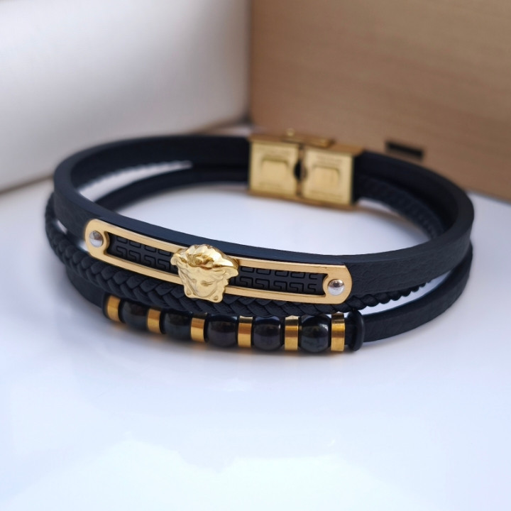 خرید دستبند چرمی مردانه پهن ارزان