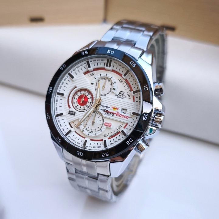 خرید ساعت مردانه کاسیو ادیفایس نقره ای سه موتوره