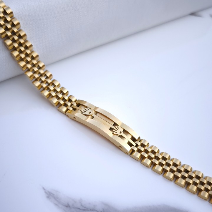 خرید دستبند طلایی مردانه رنگ ثابت رولکس