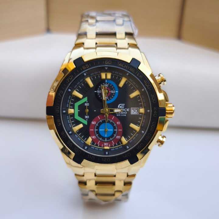 خرید ساعت مردانه کاسیو طلایی سه موتور استیل