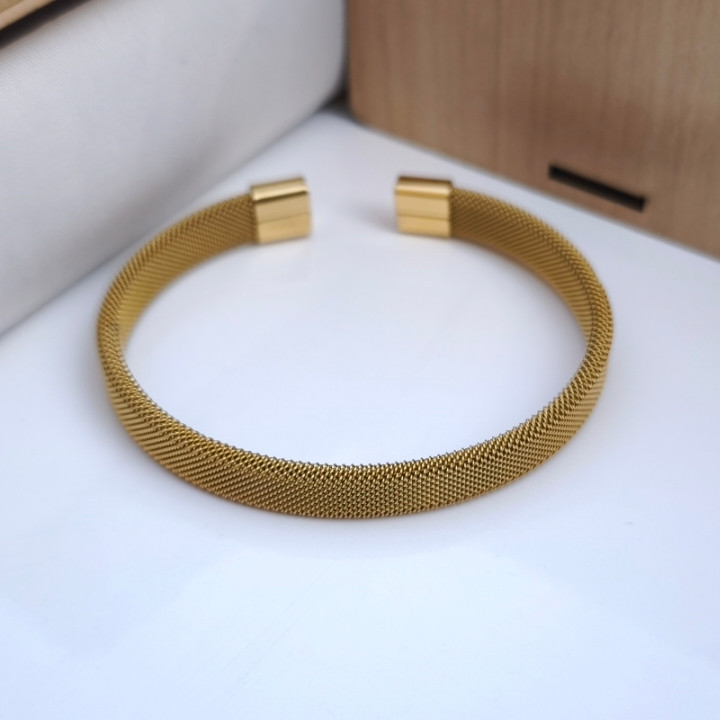 خرید بنگل پسرانه طلایی حصیری رنگ ثابت استیل